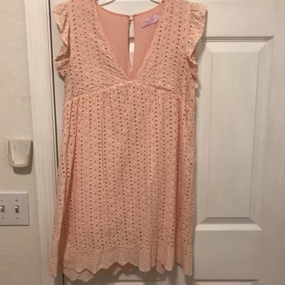 Light pink lace romper dress